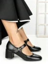 Pantofi cu Toc Gros 77-558 BLACK | CM
