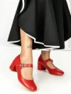 Pantofi cu Toc Gros 77-558 RED | CM