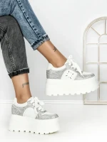 Pantofi Sport Dama cu Platforma 6208-7 SILVER | MEI