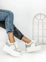 Pantofi Sport Dama cu Platforma 6208-7 SILVER | MEI