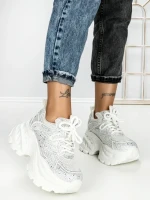 Pantofi Sport Dama cu Platforma 3605-8 WHITE | MEI