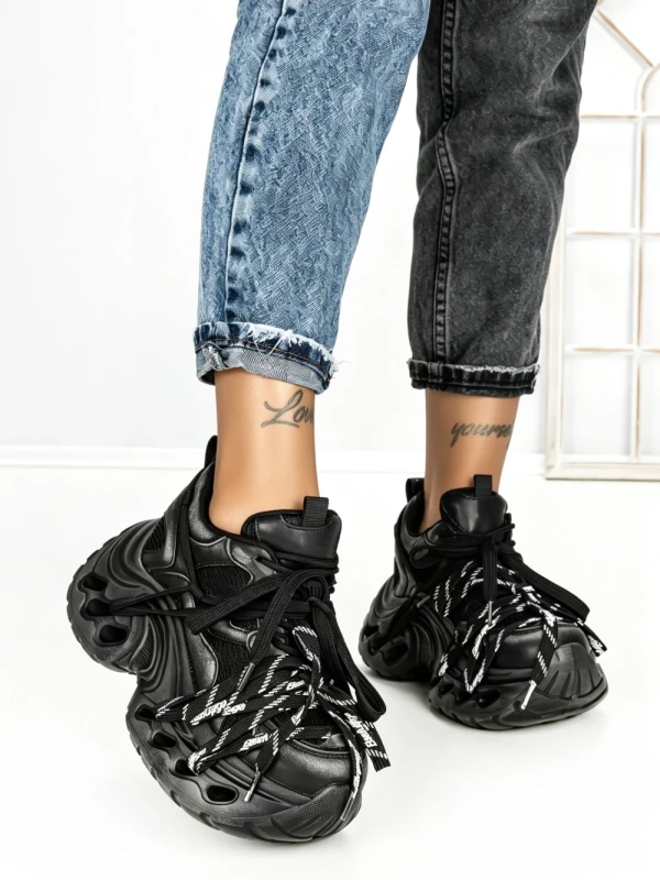 Pantofi Sport Dama cu Platforma 3616 BLACK | MEI