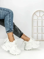 Pantofi Sport Dama cu Platforma 3605-13 WHITE | MEI