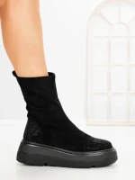 Ghete Dama cu Platforma 5AH66 ALL BLACK | MEI