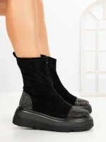 Ghete Dama cu Platforma 5AH66 BLACK-GUNCOLOR | MEI