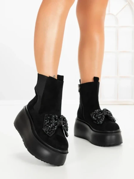 Ghete Dama cu Platforma 56WL10 BLACK | MEI