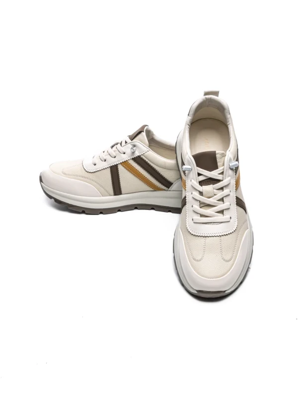 Pantofi Sport Barbati din piele naturala 21835 WHITE-BROWN | ADVANCER