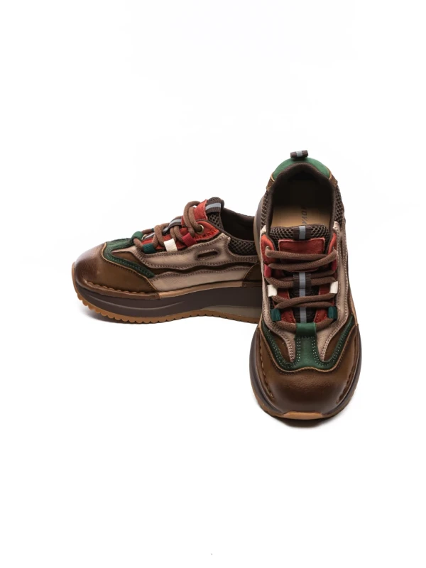 Pantofi Sport Dama din piele naturala A006-1 BROWN-GREEN | ADVANCER