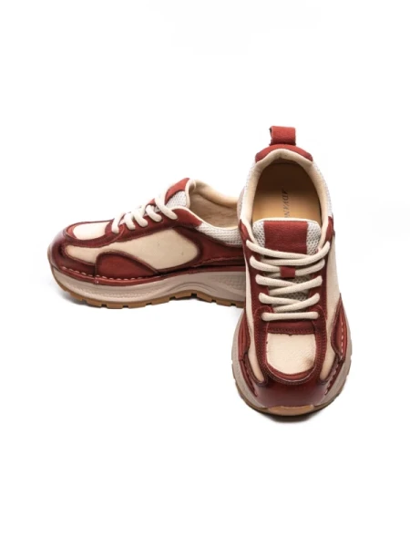 Pantofi Sport Dama din piele naturala A10018 CREAM-RED | ADVANCER
