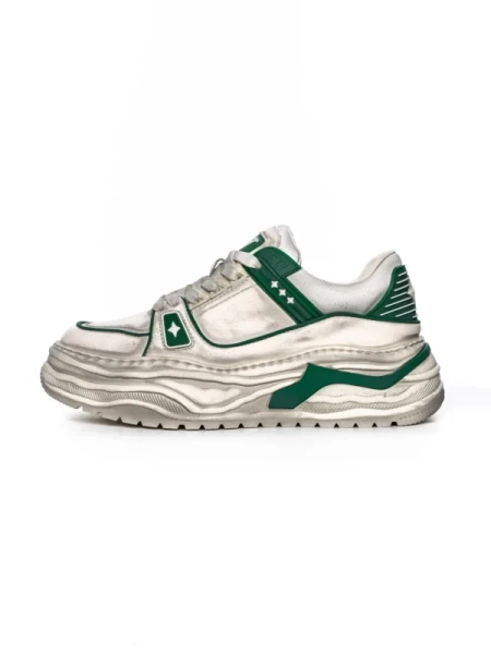 Pantofi Sport Barbati din piele naturala 98512-1 WHITE-GREEN | ADVANCER