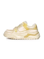 Pantofi Sport Barbati din piele naturala 98512-1 WHITE-YELLOW | ADVANCER