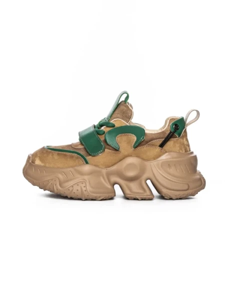 Pantofi Sport Dama din piele naturala HD37872 APRICOT-GREEN | ADVANCER
