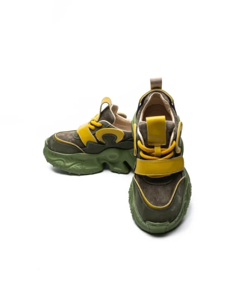 Pantofi Sport Dama din piele naturala HD37872 GREEN-YELLOW | ADVANCER