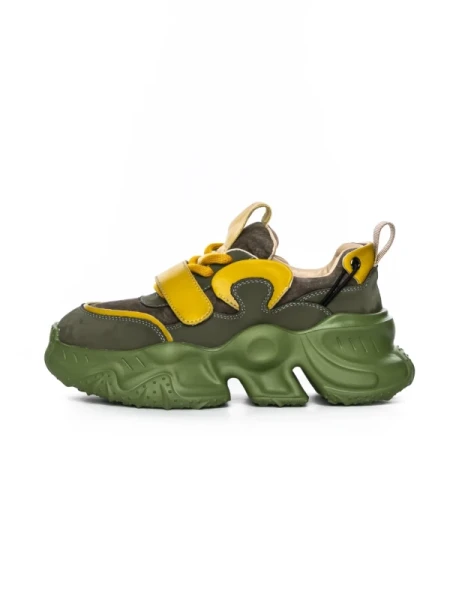 Pantofi Sport Dama din piele naturala HD37872 GREEN-YELLOW | ADVANCER