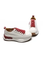 Pantofi Sport Dama din piele naturala BG08 CREAM-RED | ADVANCER