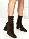 Botine cu Toc Gros 6GS11 DARK BROWN | MEI