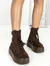 Ghete Dama cu Platforma 68WL37 DARK BROWN | MEI