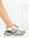 Pantofi Sport Dama din piele naturala Y5786 CREAM-GREEN | ADVANCER