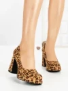 Pantofi cu Toc Gros si Platforma 8243 LEOPARD | CM