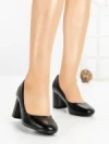 Pantofi cu Toc Gros 8136 BLACK | CM