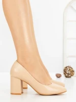 Pantofi cu Toc Gros 8136 APRICOT | CM