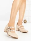 Pantofi cu Toc Gros 77-565 BEIGE | CM