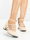 Pantofi cu Toc Gros 77-580 BEIGE | CM