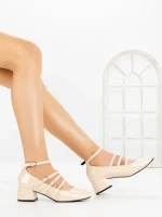 Pantofi cu Toc Gros 77-580 BEIGE | CM