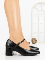 Pantofi cu Toc Gros 8133 BLACK PU | CM