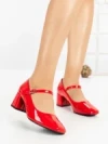 Pantofi cu Toc Gros 8133 RED | CM
