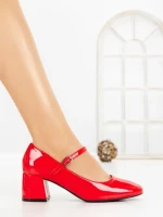 Pantofi cu Toc Gros 8133 RED | CM