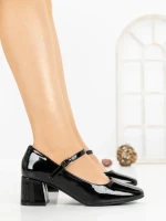 Pantofi cu Toc Gros 8133 BLACK PATENT | CM
