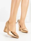 Pantofi cu Toc Gros 8128 CHAMPAGNE | CM