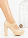 Pantofi cu Toc Gros si Platforma 8143 APRICOT | CM