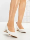 Pantofi cu Toc Gros 8125 WHITE | CM