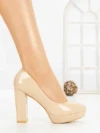 Pantofi cu Toc Gros 8144 APRICOT | CM