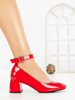 Pantofi cu Toc Gros 8250 RED | CM