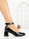 Pantofi cu Toc Gros 8250 BLACK | CM