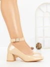 Pantofi cu Toc Gros 8250 BEIGE | CM