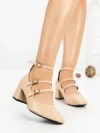 Pantofi cu Toc Gros 8138 APRICOT | CM
