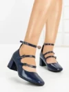 Pantofi cu Toc Gros 8138 BLUE | CM