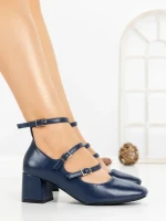 Pantofi cu Toc Gros 8138 BLUE | CM