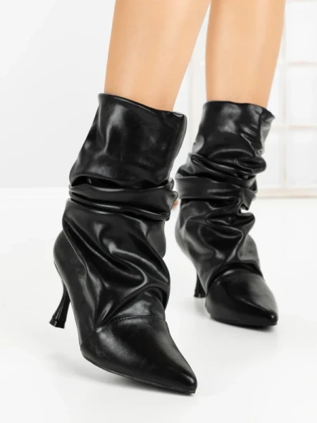 Botine cu Toc Subtire 6XKK8 BLACK | MEI
