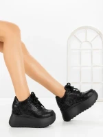 Pantofi Sport Dama cu Platforma 6WL17 BLACK | MEI