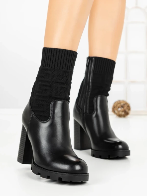 Botine cu Toc Gros B7-2 BLACK | VIVIRICH