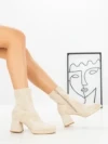 Botine cu Toc Gros 5724 BEIGE | SEASOND