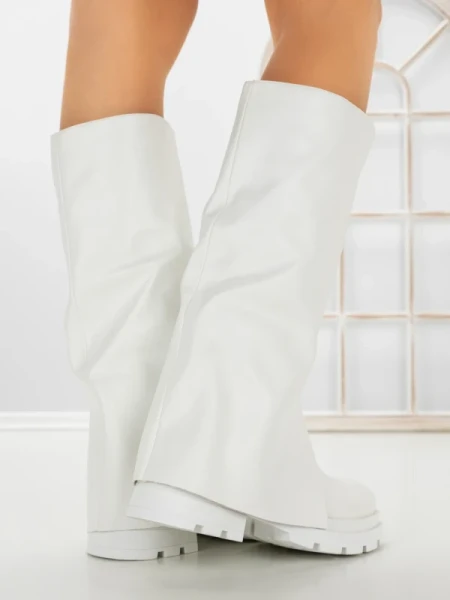 Cizme Dama cu talpa joasa LQ-35 WHITE | STEPHAN