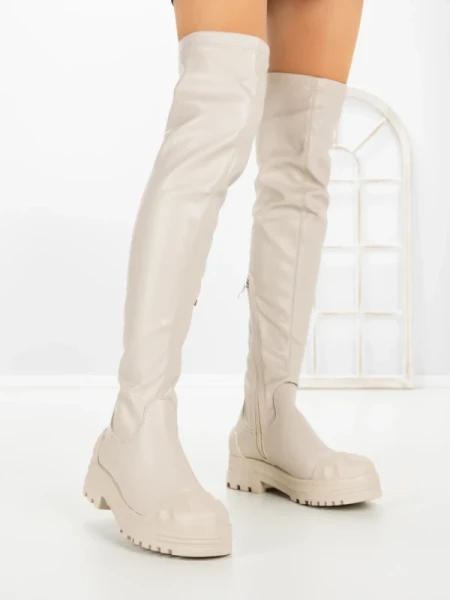 Cizme Dama cu talpa joasa C-201 BEIGE | STEPHAN