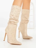 Botine cu Toc Subtire C-270 BEIGE | STEPHAN