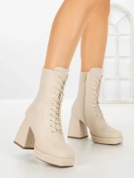 Botine cu Toc Gros JA-25 BEIGE | STEPHAN